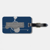 Étiquette À Bagage Tattoos Line Art | Abstrait Marine bleu gris perso (Dos horizontal)