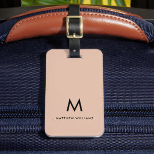 Étiquette À Bagage Taupe beige moderne Monogramme minimum personnalis