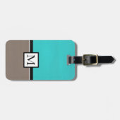 Étiquette À Bagage Taupe Turquoise moderne (Devant horizontal)
