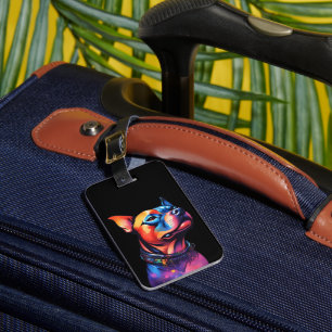 Étiquette À Bagage Taureau coloré Terrier Conception Cyberpunk,