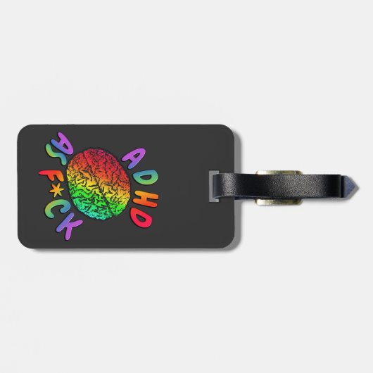 Étiquette À Bagage TDAH comme F*ck Rainbow Brain (Dos horizontal)