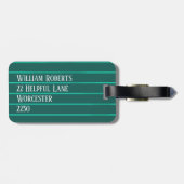 Étiquette À Bagage Teal pinstripes (Dos horizontal)