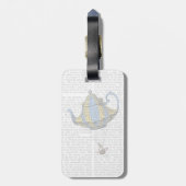 Étiquette À Bagage Teapot volant 3 bleu et jaune (Dos Vertical)
