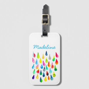 Étiquette À Bagage Teardrops watercolor colorful whimsical