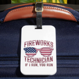 Étiquette À Bagage Technicien en Firework 4 juillet Drôle Usa