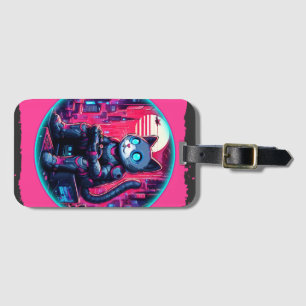 Étiquette À Bagage Technologies Feline futuriste