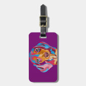 Étiquette À Bagage Teckel abstrait de pourpre (Devant Vertical)