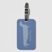 Étiquette À Bagage Teckel de plaid sur le bleu (Devant Vertical)