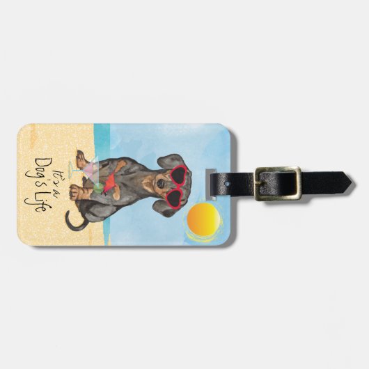 Étiquette À Bagage Teckel d'été (Devant horizontal)