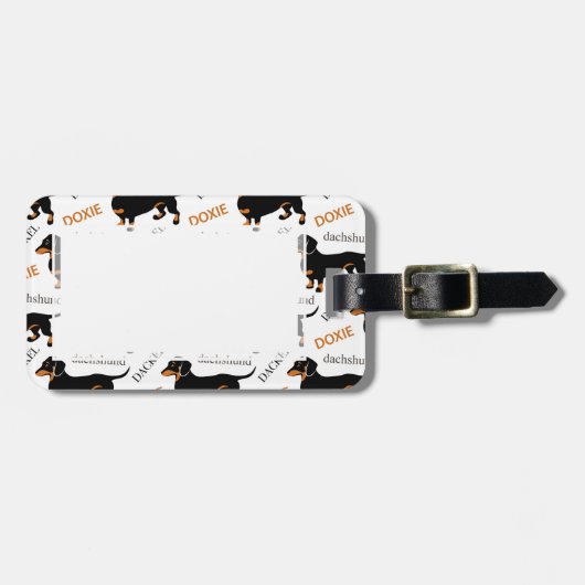 Étiquette À Bagage Teckel ou motif mignon de Doxie (Devant horizontal)