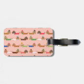 Étiquette À Bagage Teckels sur le rose (Dos horizontal)