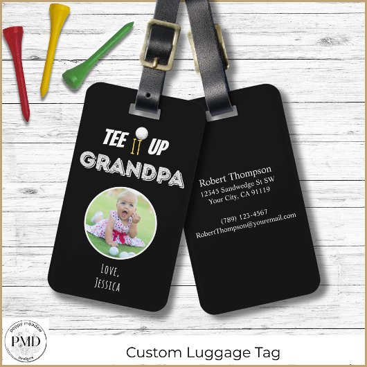 Étiquette À Bagage Tee It Up Grand-père Fête des pères photo personna