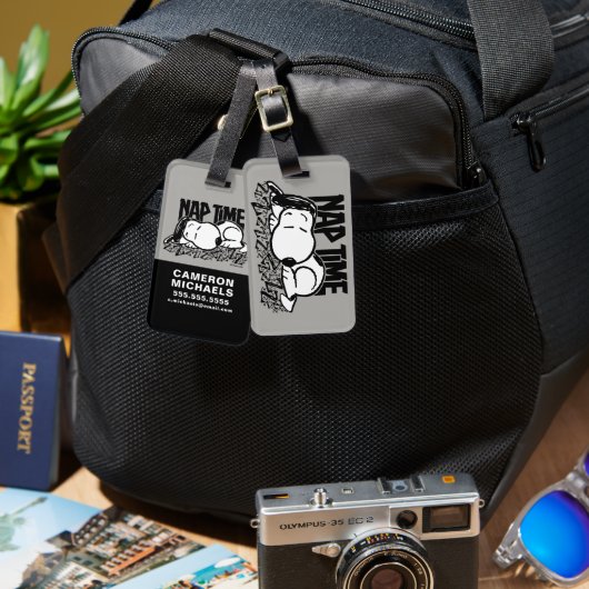 Étiquette À Bagage Tee - shirt | Snoopy Nap Time | Ajouter Votre Nom (Recto & Verso)
