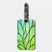 Étiquette À Bagage Teintes vertes vives motif créatif de feuilles (Dos Vertical)