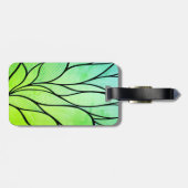 Étiquette À Bagage Teintes vertes vives motif créatif de feuilles (Dos horizontal)