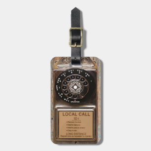 Étiquette À Bagage Téléphone antique rotatif payant rude