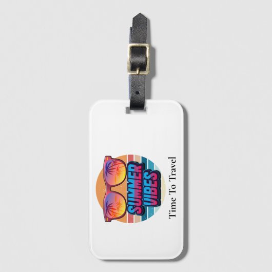 Étiquette À Bagage Temps De Voyage Vibes D'Été Détenteur De Passeport (Devant Vertical)