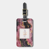 Étiquette À Bagage Tendance Bourgogne en pierre Texture, Monogramme (Devant Vertical)