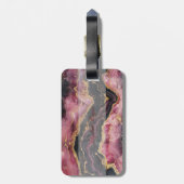 Étiquette À Bagage Tendance Bourgogne en pierre Texture, Monogramme (Dos Vertical)