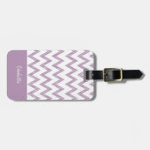 Étiquette À Bagage Tendance Crayon Purple Chevron Zigzags Avec Nom (Devant horizontal)