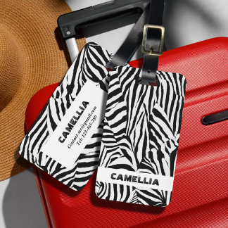 Étiquette À Bagage Tendance noir blanc Zèbre peau Motif moderne