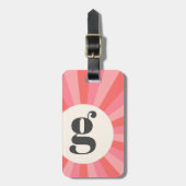 Étiquette À Bagage Tendance rétro sunburst minime monogramme crème ro (Devant Vertical)