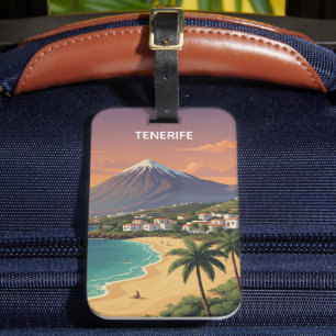 Étiquette À Bagage Tenerife Mont Teide Île Canarie Voyage Vintage