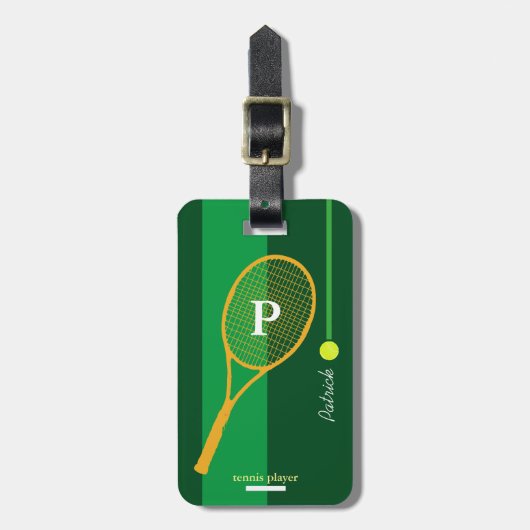 Étiquette À Bagage tennis de sport vert personnalisé (Devant Vertical)