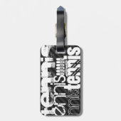 Étiquette À Bagage Tennis ; Gris Noir & Sombre (Dos Vertical)