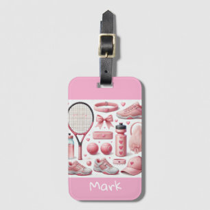 Étiquette À Bagage Tennis Love thème en rose pour femme