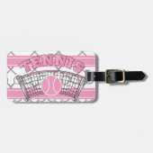 Étiquette À Bagage Tennis rose 🎾 raquettes et balles (Devant horizontal)