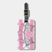 Étiquette À Bagage Tennis rose 🎾 raquettes et balles (Devant Vertical)