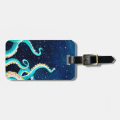 Étiquette À Bagage Tentacles turquoises Galaxy Stars Aquarelle (Devant horizontal)