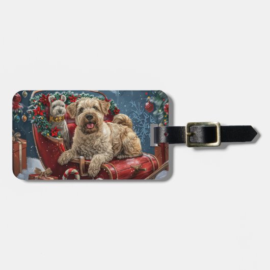 Étiquette À Bagage Tenterfield Terrier de Noël Festif (Devant horizontal)