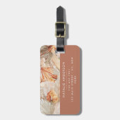 Étiquette À Bagage Terracotta Bohême élégant moderne pampas herbe (Devant Vertical)