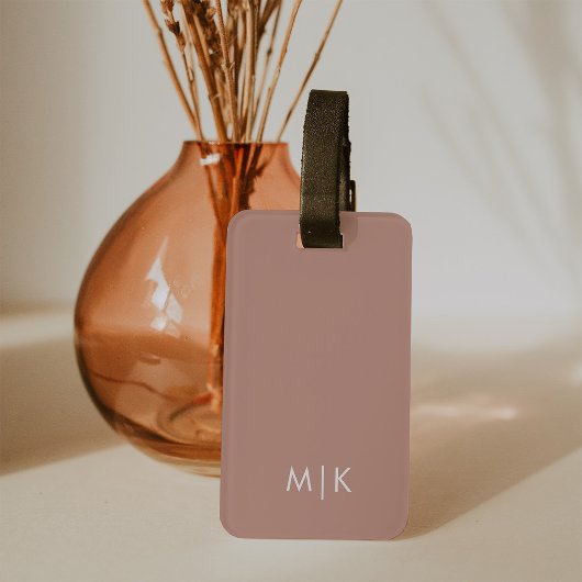 Étiquette À Bagage Terracotta douce | Monogramme moderne
