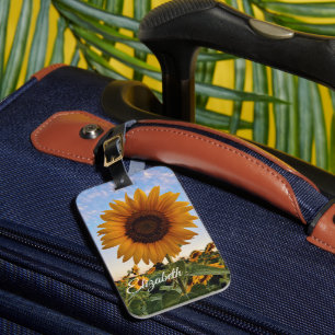 Étiquette À Bagage Terrain de tournesol doré - Nom personnalisé Voyag
