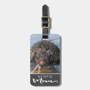 Étiquette À Bagage Terre-Neuve Photo de Newfie Mom Chien
