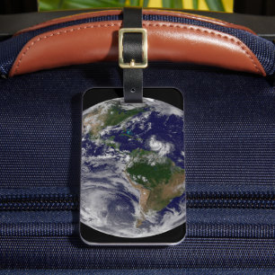 Étiquette À Bagage Terre Pleine Avec Tempêtes Tropicales Dans L'Atlan