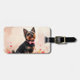 Étiquette À Bagage Terrier australien avec Rose - Saint Valentin