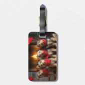 Étiquette À Bagage Terrier australien près du feu Noël (Dos Vertical)