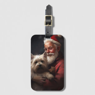 Étiquette À Bagage Terrier Cairn avec le Père Noël Noël Festif