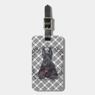 Étiquette À Bagage Terrier écossais sur tartan
