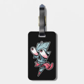 Étiquette À Bagage Tête De Crâne Drôle Et Forme De Foudre (Dos Vertical)