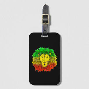 Étiquette À Bagage Tête de lion Rasta rouge jaune vert dessin Jamaïqu