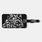 Étiquette À Bagage Tête de loup blanc sur noir (Dos horizontal)