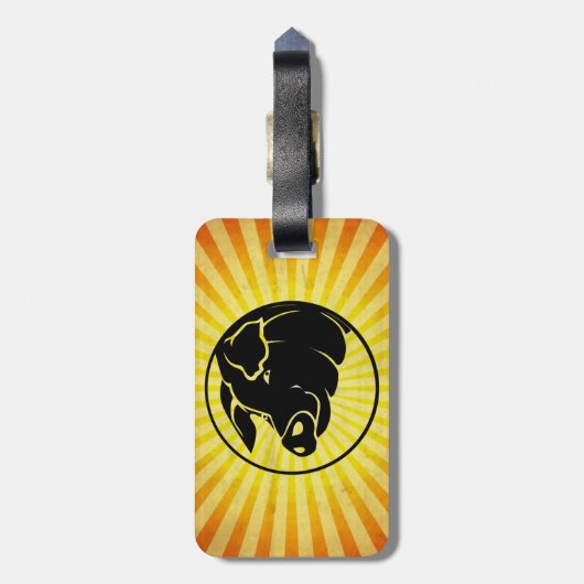 Étiquette À Bagage Tête de porc jaune (Dos Vertical)