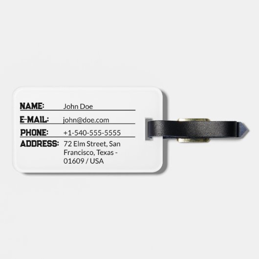 Étiquette À Bagage Tête de singe (Dos horizontal)