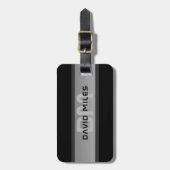 Étiquette À Bagage Texte en calques personnalisable moderne | Noir et (Devant Vertical)