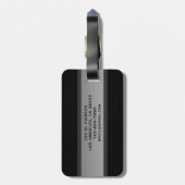 Étiquette À Bagage Texte en calques personnalisable moderne | Noir et (Dos Vertical)